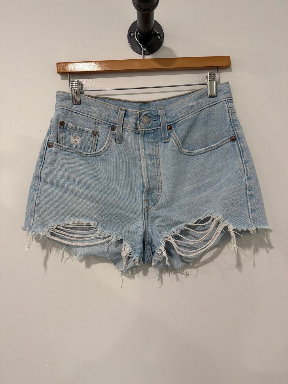 Levi's 501 Jean Shorts Distressed Cutoff 2" Blue Size 26